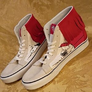 VANS RARE Limited Edition X PEANUTS Sk8-Hi Stylish Red/White Women's 8.5 Men 7.0